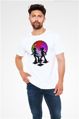 Disko Beyaz Unisex Tişört T-Shirt - TişörtFabrikası