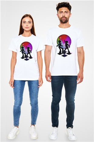 Disko Beyaz Unisex Tişört T-Shirt - TişörtFabrikası
