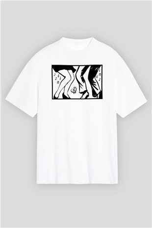 Disko Beyaz Oversize Tişört Oversize T-shirt - TişörtFabrikası