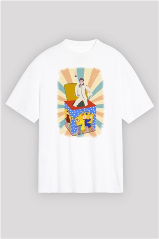 Disko Beyaz Oversize Tişört Oversize T-shirt - TişörtFabrikası
