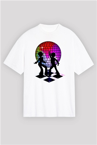Disko Beyaz Oversize Tişört Oversize T-shirt - TişörtFabrikası