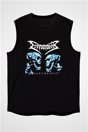 Dismember Baskılı Unisex Siyah Kolsuz Tişört