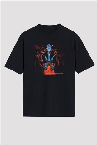 Dismember Baskılı Unisex Siyah Oversize Tişört
