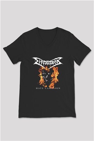 Dismember Baskılı Unisex Siyah V Yaka Tişört