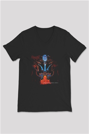 Dismember Baskılı Unisex Siyah V Yaka Tişört