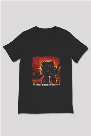 Dismember Baskılı Unisex Siyah V Yaka Tişört