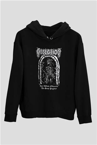 Dissection Baskılı Unisex Siyah Kapüşonlu Sweatshirt