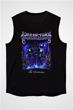 Dissection Baskılı Unisex Siyah Kolsuz Tişört - Tshirt
