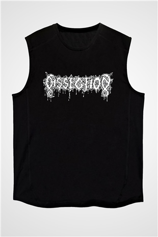 Dissection Baskılı Unisex Siyah Kolsuz Tişört - Tshirt