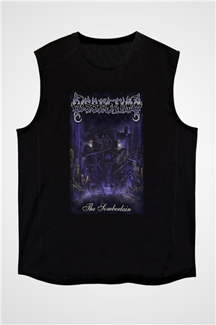 Dissection Baskılı Unisex Siyah Kolsuz Tişört - Tshirt