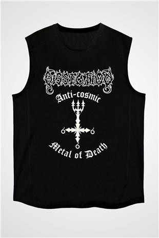 Dissection Baskılı Unisex Siyah Kolsuz Tişört - Tshirt