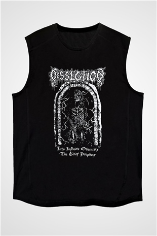 Dissection Baskılı Unisex Siyah Kolsuz Tişört - Tshirt