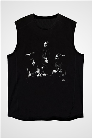 Dissection Baskılı Unisex Siyah Kolsuz Tişört - Tshirt