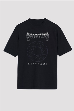 Dissection Baskılı Unisex Siyah Oversize Tişört - Tshirt