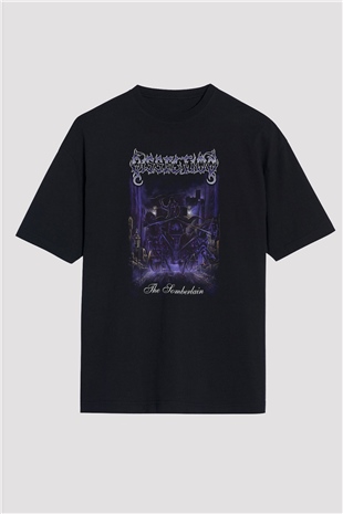 Dissection Baskılı Unisex Siyah Oversize Tişört - Tshirt