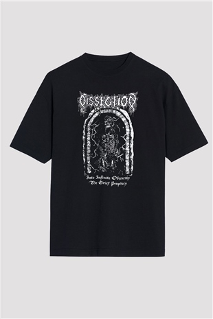 Dissection Baskılı Unisex Siyah Oversize Tişört - Tshirt