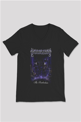 Dissection Baskılı Unisex Siyah V Yaka Tişört - Tshirt