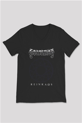 Dissection Baskılı Unisex Siyah V Yaka Tişört - Tshirt
