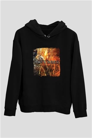 Disturbed Baskılı Unisex Siyah Hoodie