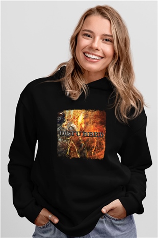 Disturbed Baskılı Unisex Siyah Hoodie