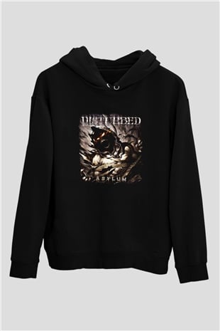 Disturbed Baskılı Unisex Siyah Hoodie