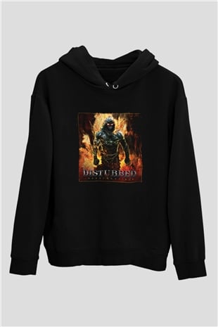 Disturbed Baskılı Unisex Siyah Hoodie
