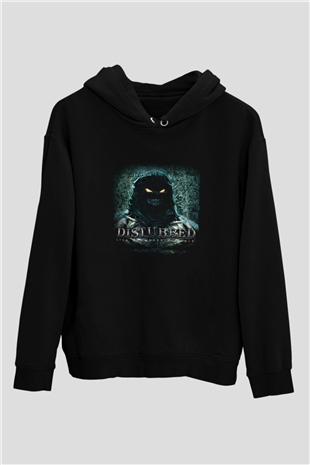 Disturbed Baskılı Unisex Siyah Hoodie