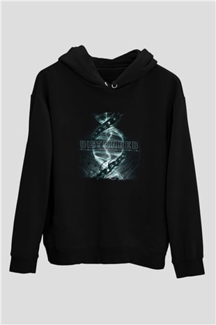 Disturbed Baskılı Unisex Siyah Hoodie