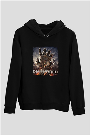Disturbed Baskılı Unisex Siyah Hoodie