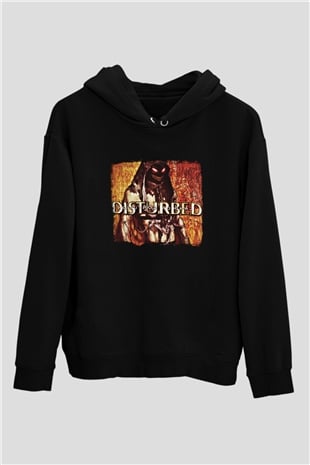 Disturbed Baskılı Unisex Siyah Hoodie
