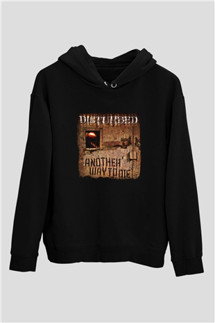 Disturbed Baskılı Unisex Siyah Hoodie