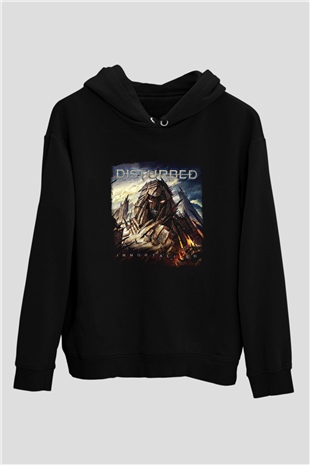 Disturbed Baskılı Unisex Siyah Hoodie