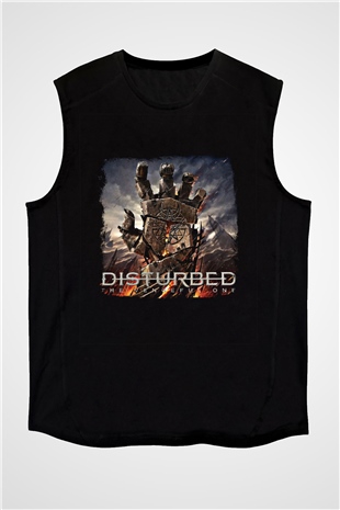 Disturbed Baskılı Unisex Siyah Kolsuz Tişört