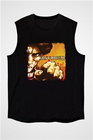 Disturbed Baskılı Unisex Siyah Kolsuz Tişört