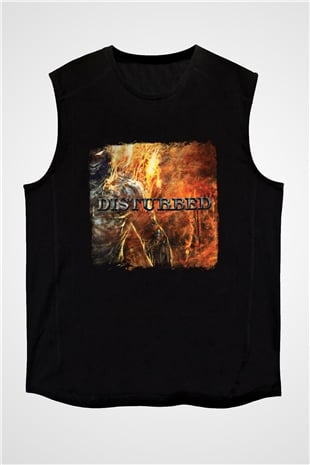 Disturbed Baskılı Unisex Siyah Kolsuz Tişört