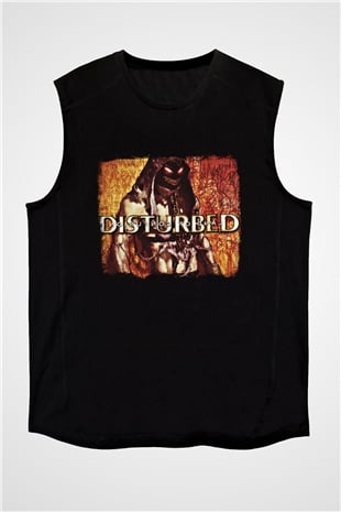 Disturbed Baskılı Unisex Siyah Kolsuz Tişört