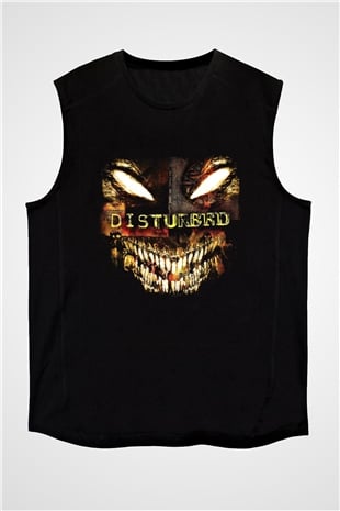 Disturbed Baskılı Unisex Siyah Kolsuz Tişört