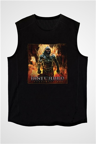 Disturbed Baskılı Unisex Siyah Kolsuz Tişört