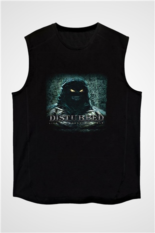 Disturbed Baskılı Unisex Siyah Kolsuz Tişört