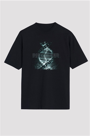 Disturbed Baskılı Unisex Siyah Oversize Tişört
