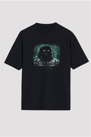 Disturbed Baskılı Unisex Siyah Oversize Tişört