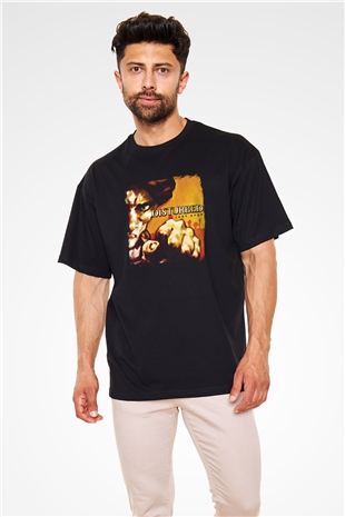 Disturbed Baskılı Unisex Siyah Oversize Tişört