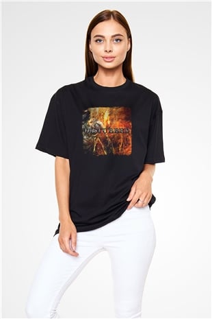 Disturbed Baskılı Unisex Siyah Oversize Tişört