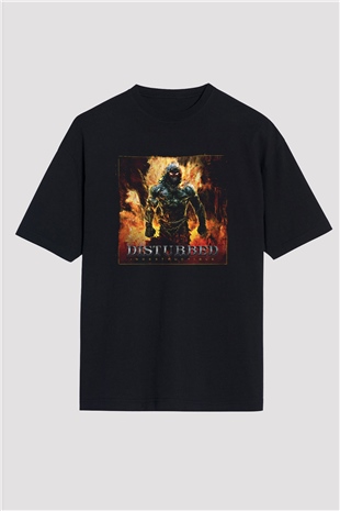 Disturbed Baskılı Unisex Siyah Oversize Tişört