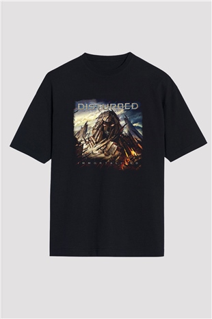 Disturbed Baskılı Unisex Siyah Oversize Tişört