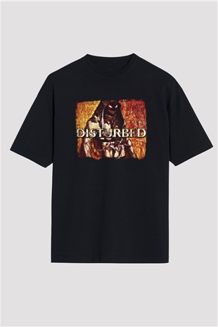 Disturbed Baskılı Unisex Siyah Oversize Tişört