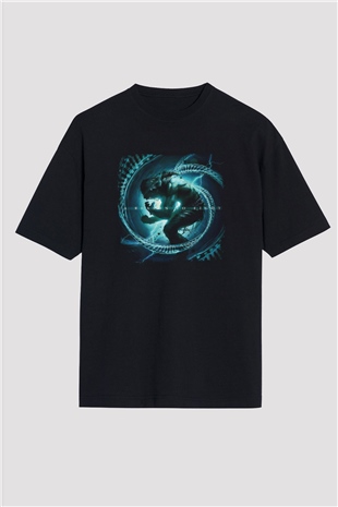 Disturbed Baskılı Unisex Siyah Oversize Tişört