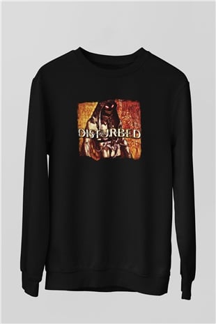 Disturbed Baskılı Unisex Siyah Sweatshirt