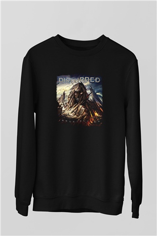 Disturbed Baskılı Unisex Siyah Sweatshirt
