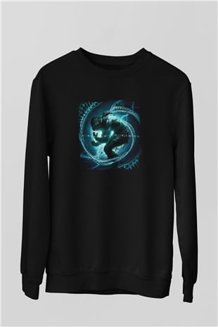 Disturbed Baskılı Unisex Siyah Sweatshirt